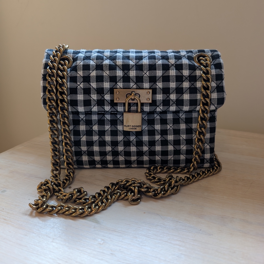 Kurt Geiger Black and White Checkered Women's Bag
